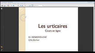 LES URTICAIRES DR BENKEMOUCHE [upl. by Ymled]