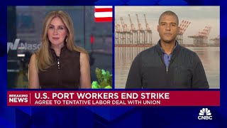 US port workers end strike agree to tentative deal on wages and contract extension [upl. by Meingolda687]