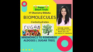 Easy Mnemonics to Remember Aldoses  Sugar Tree   Biomolecules  Carbohydrates  By RashmiArora [upl. by Ennire]