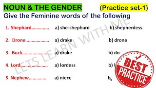 Noun amp Gender  Practice set1 Masculine Feminine Gender  Grammar Exercise [upl. by Anan]