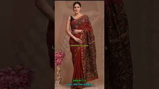 Maheshwari Silk Sarees ।। Dark Red Colour collection ।। Free shipping ।। Silk sarees collection [upl. by Mitchiner658]