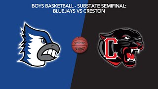 Boys Substate Semifinal Basketball Bluejays vs Creston [upl. by Sihonn]