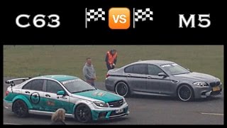 Drag Race PRIORDESIGN MercedesAMG C63 VS BMW M5 F10 [upl. by Nirred289]