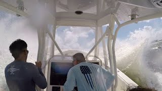 SeaVee 322Z insanely rough sea trial amp walkthrough  FLIBS 2024  68ft waves  Port Everglades Fl [upl. by Cindie921]