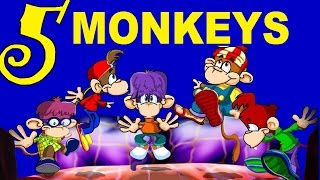 FIVE LITTLE MONKEYS with Lyrics [upl. by Atilrak]