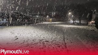 Snow falls in Plymouth as city hit with blizzard [upl. by Enrahs]