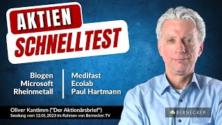 AktienSchnelltest inkl Microsoft Biogen Rheinmetall Medifast Ecolab und Paul Hartmann [upl. by Nievelt878]