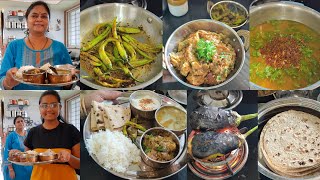 dono बच्चों ki अलग pasand Lunch thali🍱 baigan bharta🌺achari mirchi🌺 panchmel dal tadka🌺 Phulka Roti [upl. by Sedgewake]