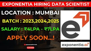 Junior Data Scientist Jobs 2024  Exponentia AI  Freshers Role in Mumbai Maharashtra [upl. by Gregg873]