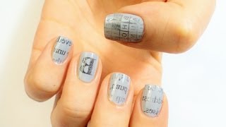 Tırnak Süsleme Sanatı  Kolay Gazete Baskılı Oje Deseni Basic Newspaper Nail Art [upl. by Helban]