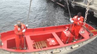 Launching an open lifeboat  Seamanship [upl. by Ecilef990]