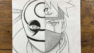 How to draw Kakashi vs obito 🔥 using just a pencil stepbystep  anime drawing tutorial [upl. by Anirt]