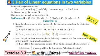 10 th class math Chapter 3 Pair of Linear equations in two variables Exercise 33 Q no 1 part 2 [upl. by Eadwina]