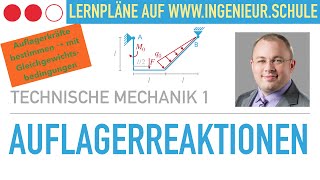 Auflagerreaktionen berechnen – Technische Mechanik 1 Rahmen [upl. by Biernat893]