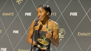 Ayo Edebiri Best Comedy Supporting Actress The Bear Emmy Awards 2023 backstage winner interview [upl. by Noah]