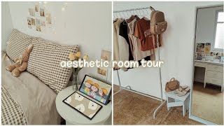 Cozy room tour 🧸 Korean style and pinterest inspired ♡ Aesthetic Room Tour 🐻 Milk Latte Theme Room [upl. by Einrae]