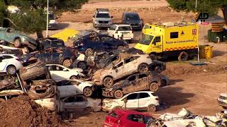 Catarroja residents search for their cars after DANA in improvised scrapyards [upl. by Conlan389]