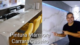 PINTURA MÁRMORE CARRARA CASEIRO  Pintura imitação Mármore  MARBLE PAINTING  DIY MAMORE CASEIRO [upl. by Erodroeht]