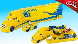 Disney Cars 3 Camion Transporteur Cruz Ramirez Dinoco Jouet Toy Truck Hauler Review Juguetes [upl. by Doig780]