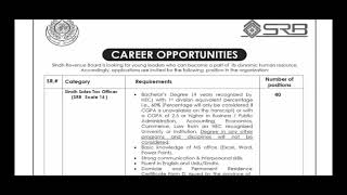 Big Update I Sindh Sales Tax Officer Jobs I SSTO Jobs I SRB Jobs I Sindh Revenue Board Jobs Prep [upl. by Lourdes]