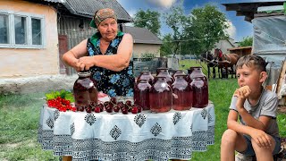 Life elderly couple in the Carpathian valley Grandma preserves compote for the winter [upl. by Vlada]