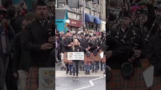 Lochgelly High School pipeband in street parade march to 2024 pitlochry highlandgames shorts [upl. by Nnylrefinnej485]