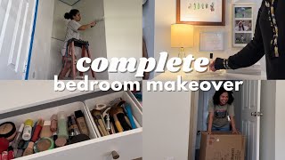 Complete Bedroom Makeover  painting new furniture organizing amp decorating [upl. by Gavrah207]