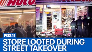 South LA AutoZone store looted after street takeover [upl. by Patrizio658]