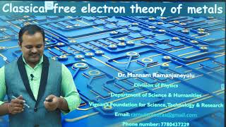 212 Classical free electron theory assumptions  Dr Ramu Mannam [upl. by Tletski239]