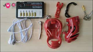 MChastity  How to Assemble Sissy in Chastity Cage  Electric Shock [upl. by Ard]