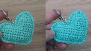 📌💗Crochet Heart Keychain Step by Step Explanationcrochetheart crochetkeychain [upl. by Edin960]