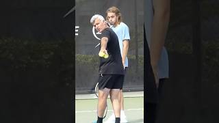 Stefanos Tsitsipas with Apostolos Tsitsipas Tennis Practice at The Academy tennis practice coach [upl. by Jose]