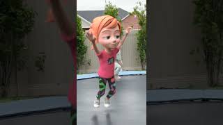 Adley ALMOST lands a front flip Backyard bounce sesh on the trampoline [upl. by Hnamik]