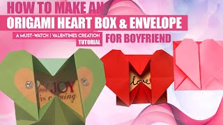 Origami Heart Box amp Envelope Tutorial  For Boyfriend [upl. by Eirovi338]