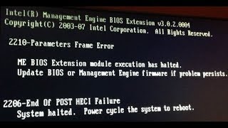 2206 End of POST HECI Failure system halted Power cycle the system to reboot FIX [upl. by Nyrem]