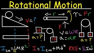 Torque Moment of Inertia Rotational Kinetic Energy Pulley Incline Angular Acceleration Physics [upl. by Noraa]