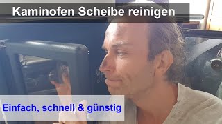 Kaminofen Scheibe einfach reinigen  Kaminscheibe mit Asche sauber machen  Verwendung von Holzasche [upl. by Annawek]