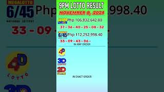 Lotto Result November 8 2024 Friday 900PM Php 1122 million UltraLotto shotsvideo [upl. by Lucho824]