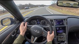 2021 Infiniti Q50 Red Sport 400 AWD  POV Test Drive Binaural Audio [upl. by Fontes935]