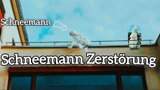 Schneemann vom 3 Stock werfen Schneemann Zerstörung [upl. by Cristy]