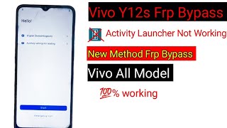 Vivo Frp Bypass Activity Launcher Not Working  Vivo Y12s Frp Bypass [upl. by Aerdnaeel4]