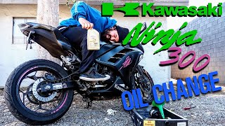 How To Oil Change on 2016 Ninja 300 [upl. by Wendelina]