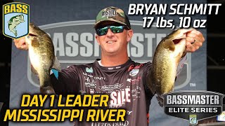 Bryan Schmitt leads Day 1 at Mississippi River with 17 pounds 10 ounces Bassmaster Elite Series [upl. by Burris]