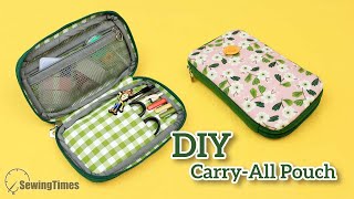 DIY CarryAll Pouch  How to make a zip around Pencil Case sewingtimes [upl. by Endres]