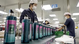 Mass Production Process of Plastic Container and Shampoo Cosmetic Factory in Korea [upl. by Notneiuq]