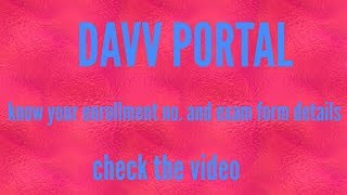 Davv portal enrollment form download exam form check detail and more check now [upl. by Bornstein]