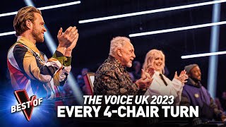 Every 4CHAIR TURN on THE VOICE UK 2023 [upl. by Alrrats]