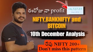 TODAY NIFTY  BANK NIFTY AND BITCOIN ANALYSIS 💥09122024 trading [upl. by Eruza562]