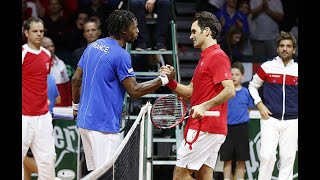 Gael Monfils vs Roger Federer  Davis Cup World Group 2014 Final Switzerland vs France Highlights [upl. by Remlap]