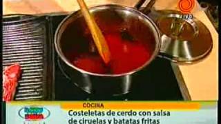 costeletas de cerdo con salsa de ciruela y batatas fritas pt3 201201193gp [upl. by Niamrahc]